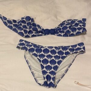 Kate Spade Blue and White Shell Print Bikini